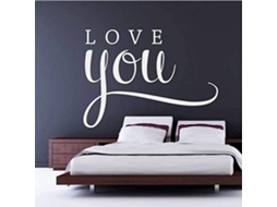 Adesivo de parede Art Déco com aplique decorativo "Eu te amo" para sala de estar, quarto, ambiente romântico e familiar, 58x42cm