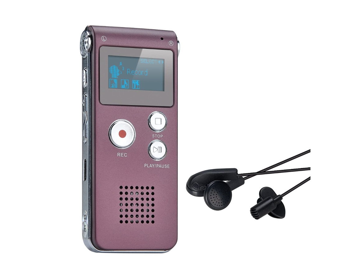 Gravador De Voz Digital Portátil, Gravador De Áudio, Ditafone, Gravador Lcd, Reprodutor De Mp3 8 Gb Xf3 Brilvibera (borgonha)