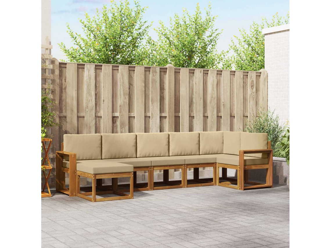 Vidaxl Conjunto De Sofás Para Exterior 7 Unid. Natural E Bege
