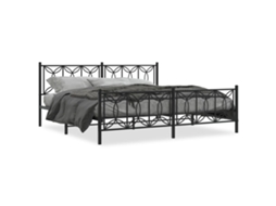 Bed Frame, Bed Frames Vidaxl Preto Metal (193 X 203 Cm)