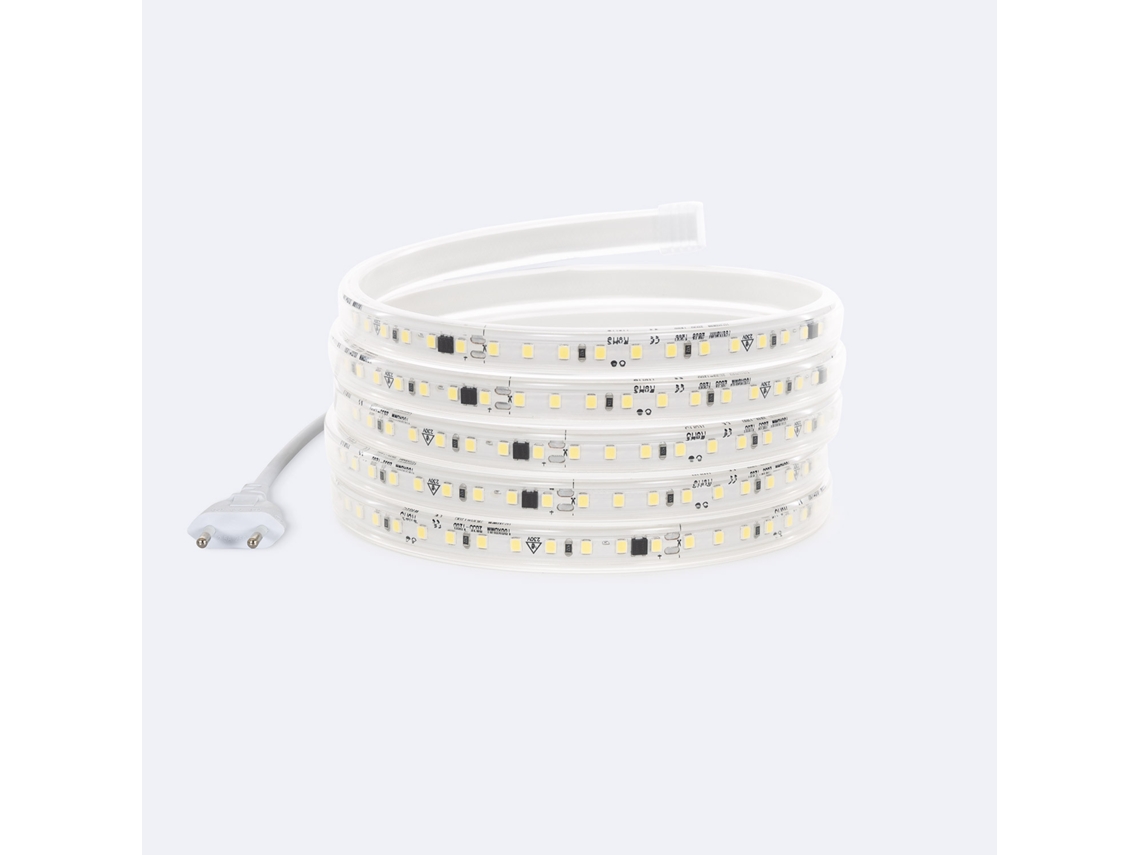 Fita Led Regulável 220V Smd2835 Auto-Retificada 120 Led/M 1000 Lm/M Largura 12 Mm Ip65 Corte 10 Cm À Medida LEDKIA