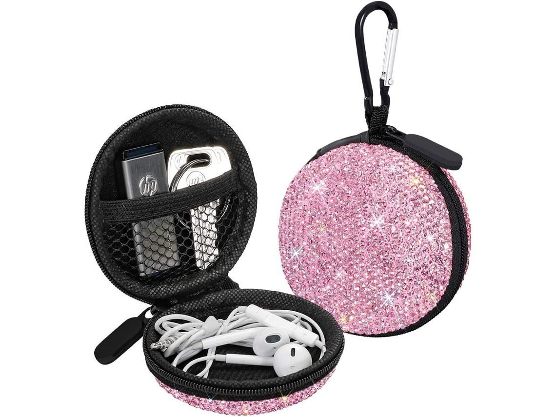Estojo Para Fones De Ouvido, Protetores Auriculares, Pequeno Estojo De Transporte, Strass Brilhante, Cristal Brilvibera