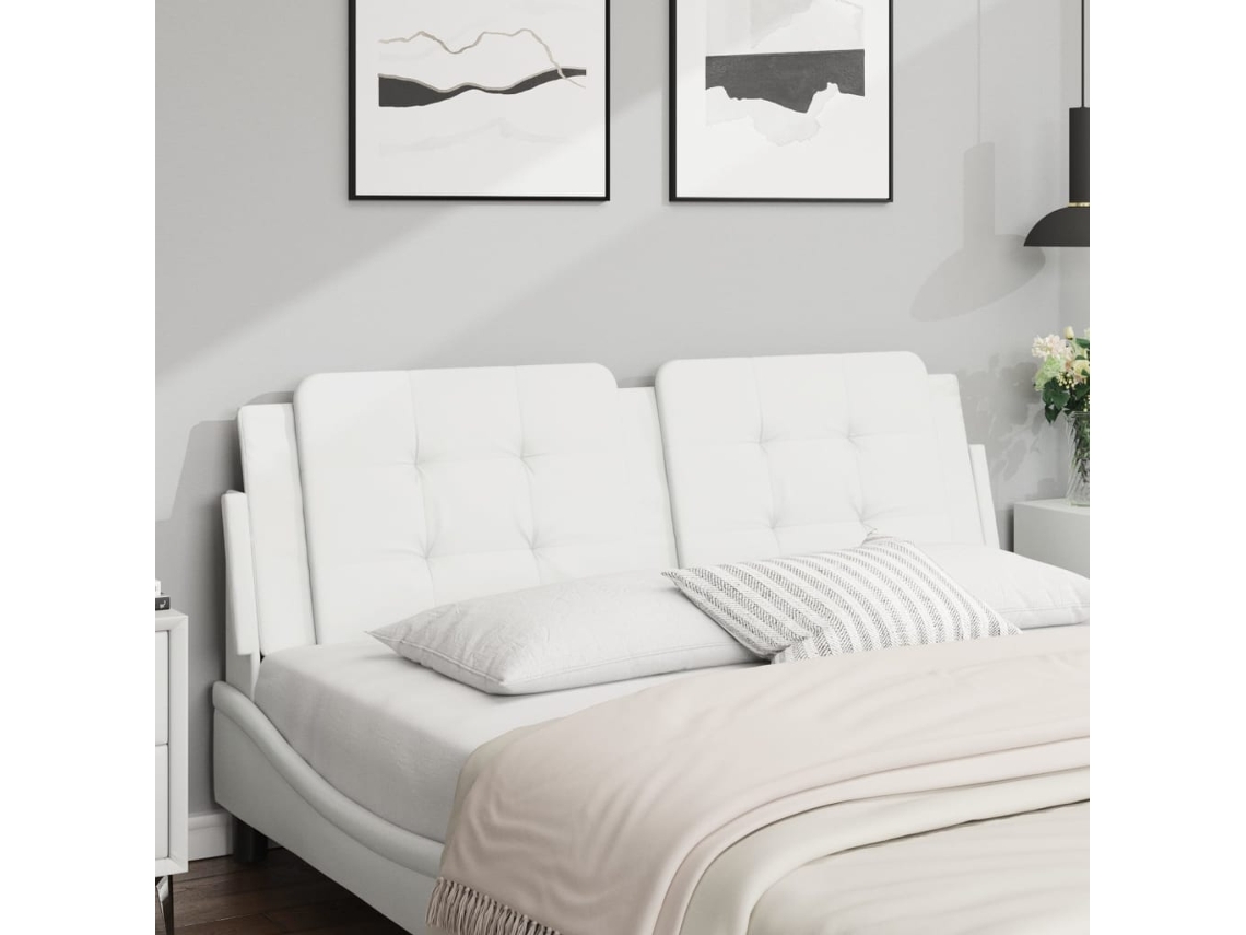 Vidaxl Almofadão De Cabeceira Zadar 152 Cm Couro Artificial Branco