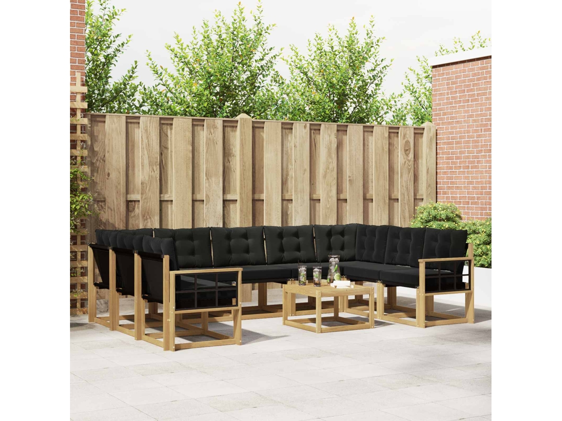Vidaxl Conjunto De Sofás Para Exterior 10 Unid. Branco E Preto