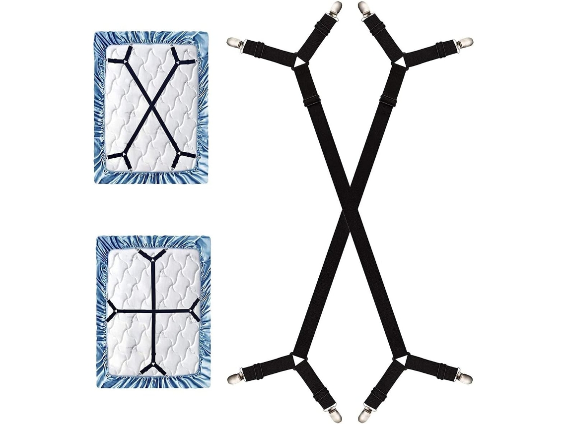 Lurelia Correias Para Lençol Ajustável Elástico Triângulo Resistente Colchão Cama Nylon Metal