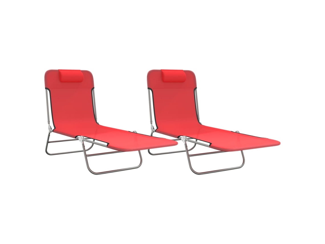 Maison Exclusive - Espreguiçadeiras Dobráveis 2 Pcs Textilene E Aço Vermelho