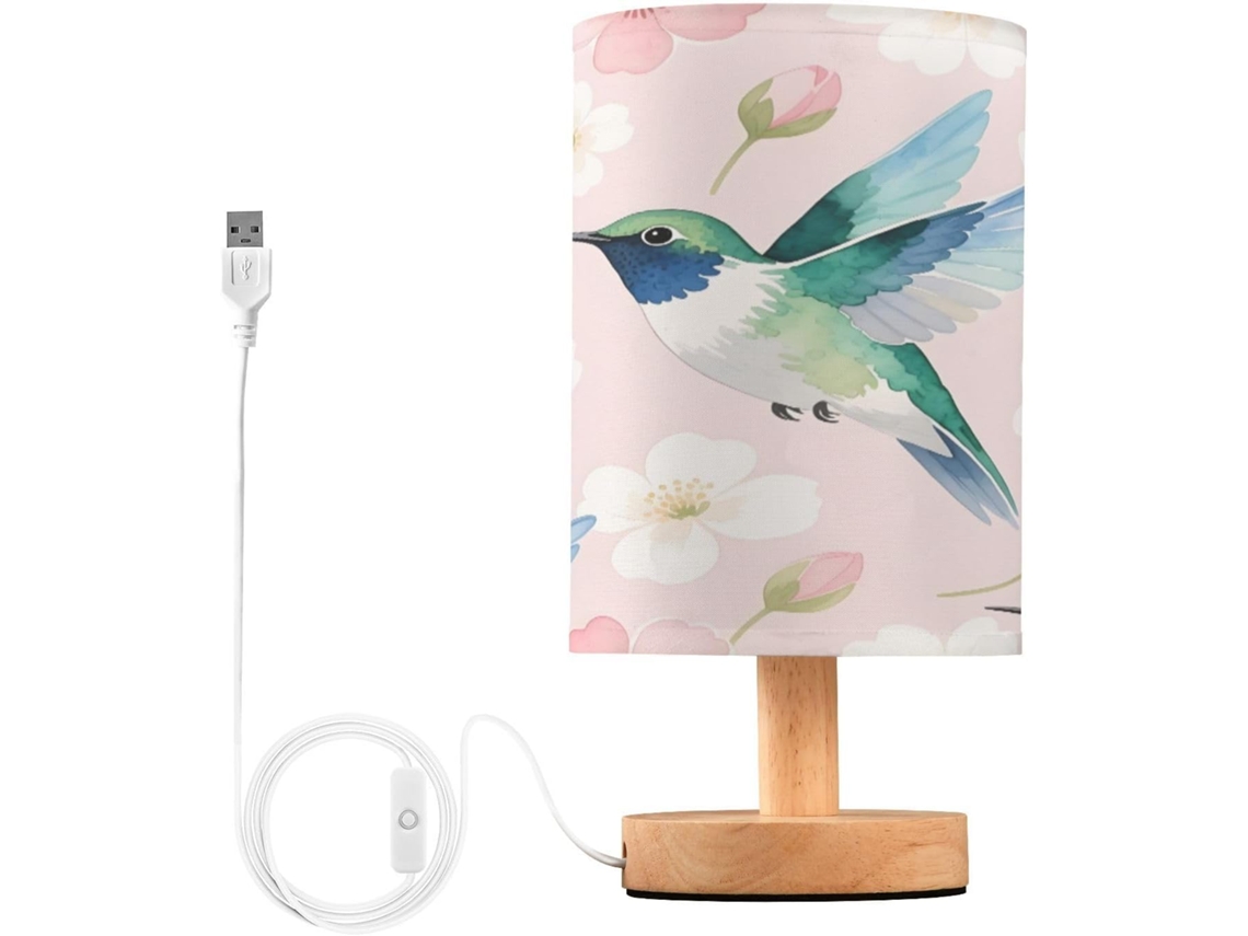 Abajur De Cabeceira Em Formato Beija Flor Para Quarto, Com Portas De Carregamento Usb C, Luminária De Mesa Cabeceira