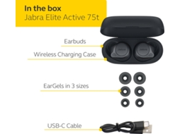 Auriculares Desportivos Bluetooth True Wireless JABRA Elite Active 75T (In Ear - Microfone - Cinzento)