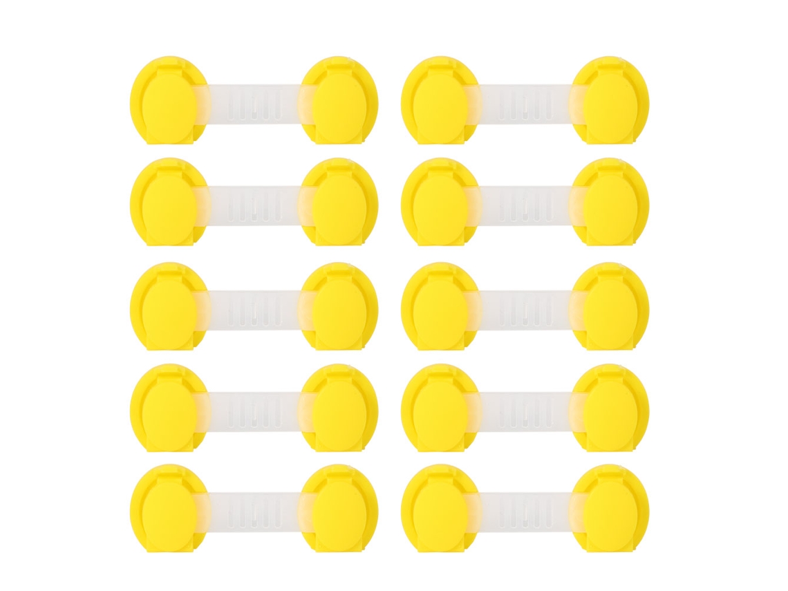 Mali 10pcs Cinto de Segurança Bebê Trava Armário Geladeira Proteção Infantil Amarelo 10cm