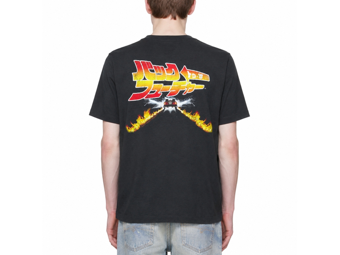 Rockinstone Back To The Future Movie Back To Japan Heather Black Adult T-shirt Size:xl