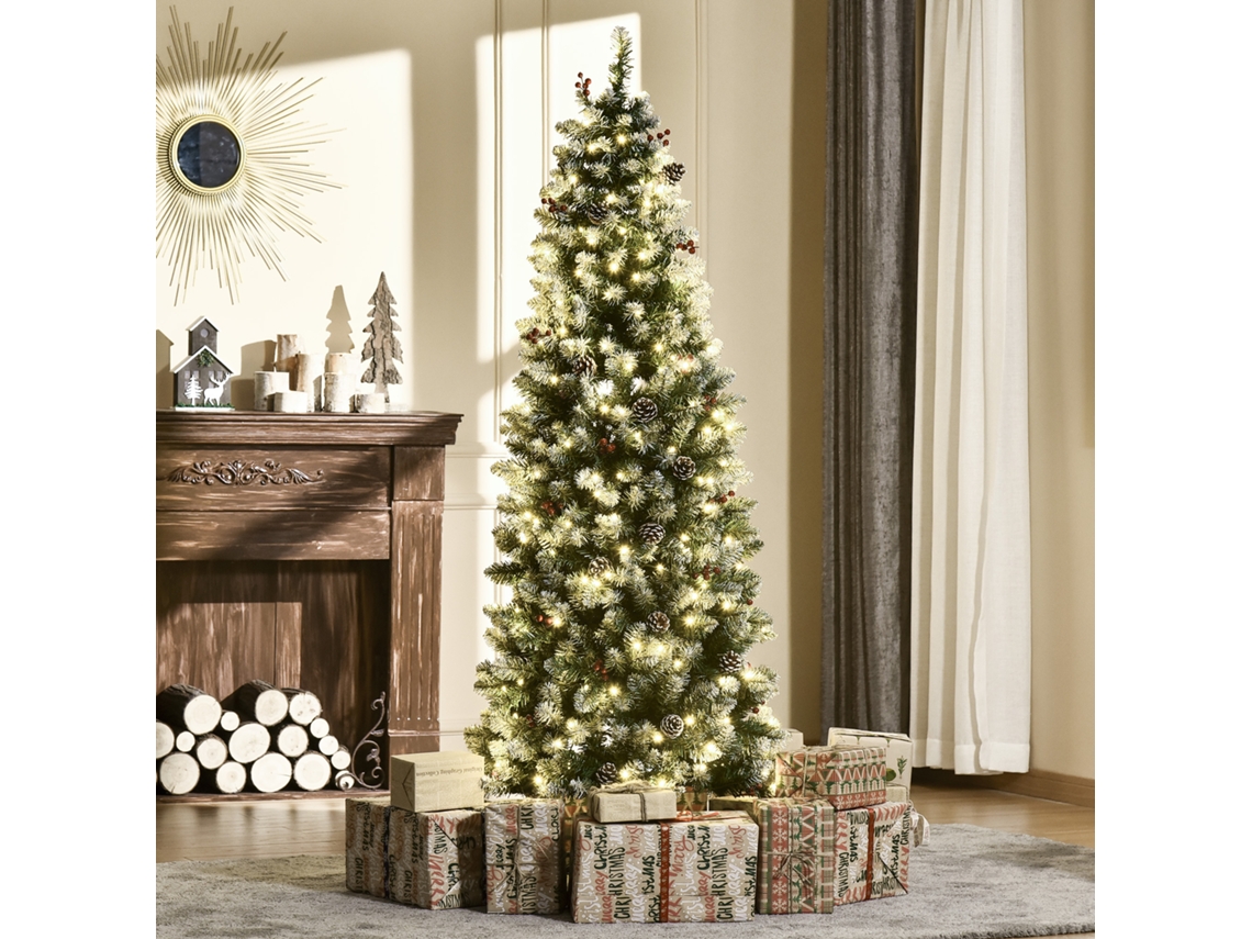 Árvore De Natal Artificial, Em Aço, Pvc, Com Iluminação Led, Cor Branco E Verde