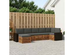 Vidaxl Conjunto De Sofá Sectional 7 Pcs Natural E Antracite