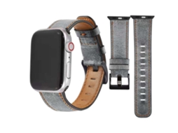Bracelete Classic Vintage em Pele Ecológico Apple Watch Series Se 2022 44Mm Cinzento