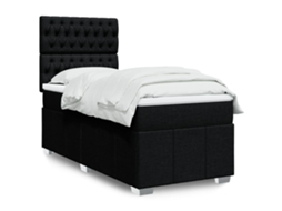Vidaxl Cama Com Molas/colchão 100x200 Cm Tecido Preto