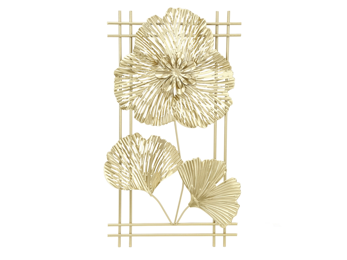 Decoração de Parede Folha Ginkgo Ferro 3d Sala Escritório S/MARCA