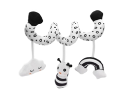 Mali brinquedo Espiral de Pelúcia para Cama de Bebê Preto e Branco com Campainha para Carrinho de Bebê