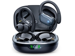 Auriculares Desportivos Sem Fios Bluetooth 5.1 Gancho De Orelha Som Estéreo Cancelamento De Ruído Display Led/lcd Lurelia