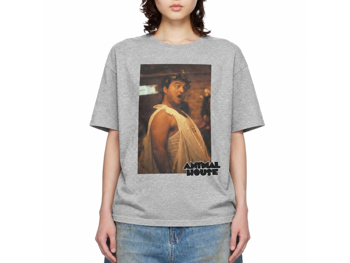 Rockinstone Animal House Movie Toga Photo Heather Gray Adult T-shirt Size:l