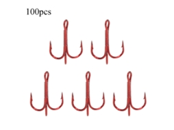 Gancho de Pesca Triplo Vermelho Aço Carbono 100pcs 6