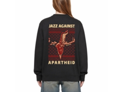 Moletom preto Rockinstone Jazz Against Apartheid com estampa dupla face e design exclusivo.