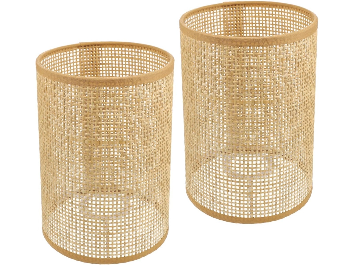 Conjunto De 2 Abajures De Chão Em Rattan E Bambu Trançados, Tamanho 12, Para Quartos De Hóspedes E Hotéis.