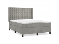 Cama com Molas e Colchão Veludo Cinzento Claro MAISON EXCLUSIVE (140x190 cm)