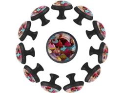 Puxadores E Botões Redondos Para Gavetas Armários, Conjunto De 12 Peças, Design Abstrato De Cupcake Em Estilo Cartoon