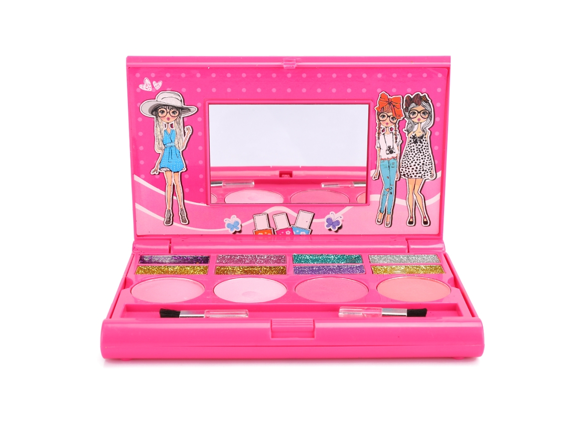 Estojo de Maquiagem Portátil 2026 para Meninas com Gloss Labial e Sombra para Olhos - Brinquedo de Presente H102z