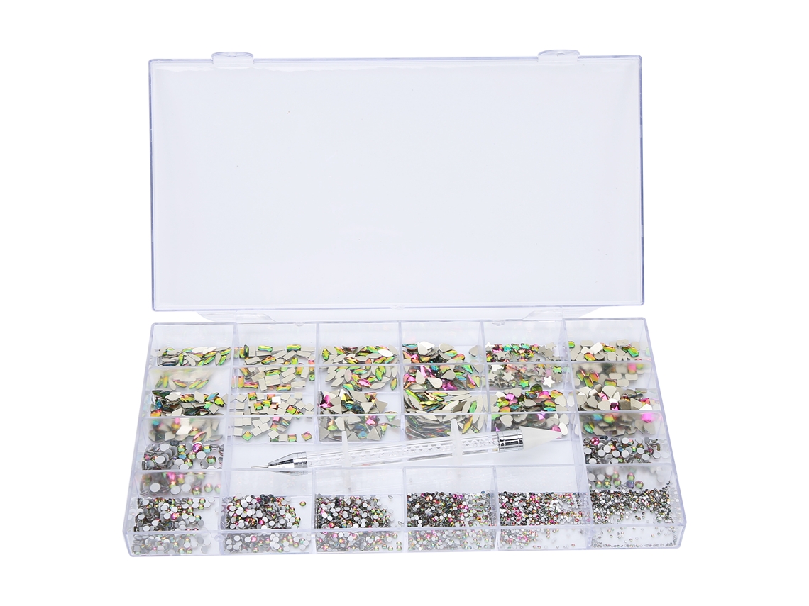 Piedras Strass Para Uñas Coloridas Com Caixa Exquisitas Diy De Vidro K9 Para Decoração De Unhas E Artesanato