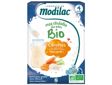 Modillac Mis Cereales de La Noche Bio a Partir de 4 Meses Zanahorias 250 G