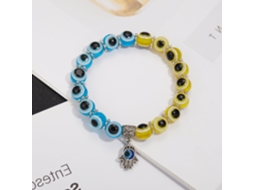 Pulseira olho grego com pingente mão de Hamsa azul e amarela SIURN