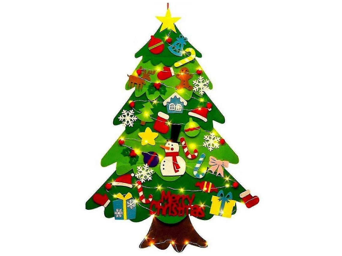 Árvore De Natal De Feltro Diy Para Presente Infantil, Com Desapegível 32 Peças Ornamentos Para Decoração De Natal De Natal Hengjian