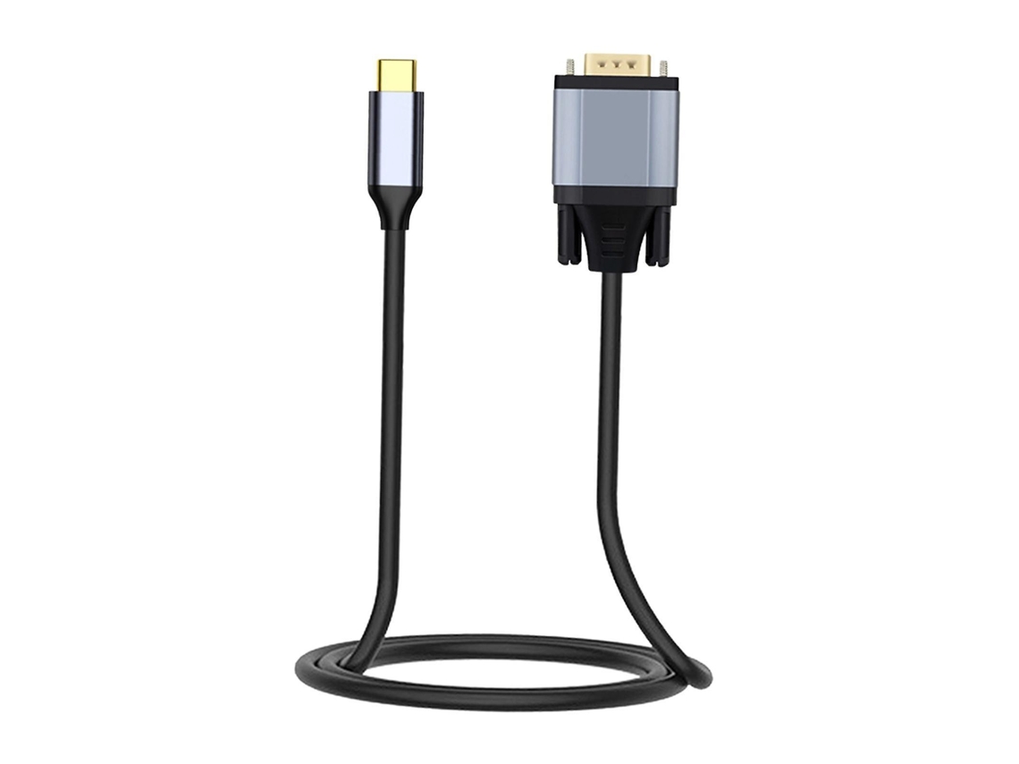 Cabo USB-C Lurelia para VGA, 1080p, 24 pinos, macho, 1,8 m, preto