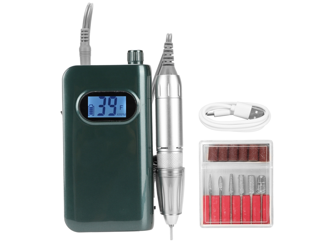 Máquina De Broca Para Unhas Elétrica 40000rpm Rotação Cw Ccw Dissipação De Calor Com Bateria 6000mah Verde Escuro