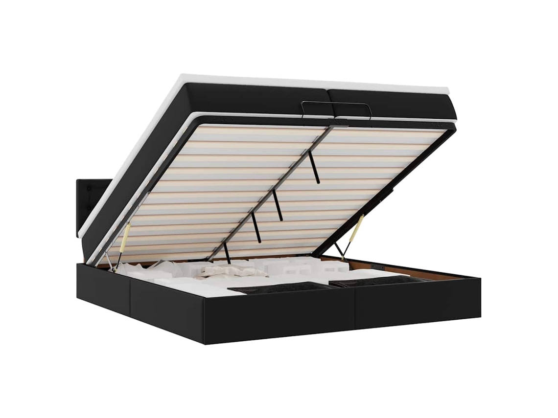 Estrutura de Cama Otomana Preta MAISON EXCLUSIVE com Colchões em Pele Artificial