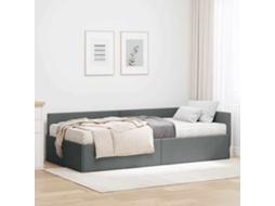 Vidaxl Estrutura De Cama De Canto Com Colchão 2 Unid. Cinzeto Tecido