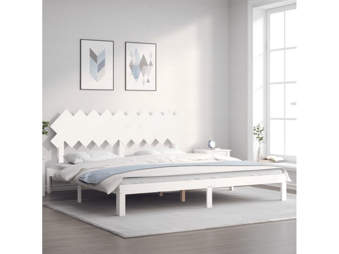 Vidaxl Cama Sem Colchão 200x200 Cm Madeira de Pinho Maciça Branco