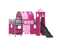 Estrutura de Cama Loft para Crianças Preto e Rosa 90x200 cm MAISON EXCLUSIVE