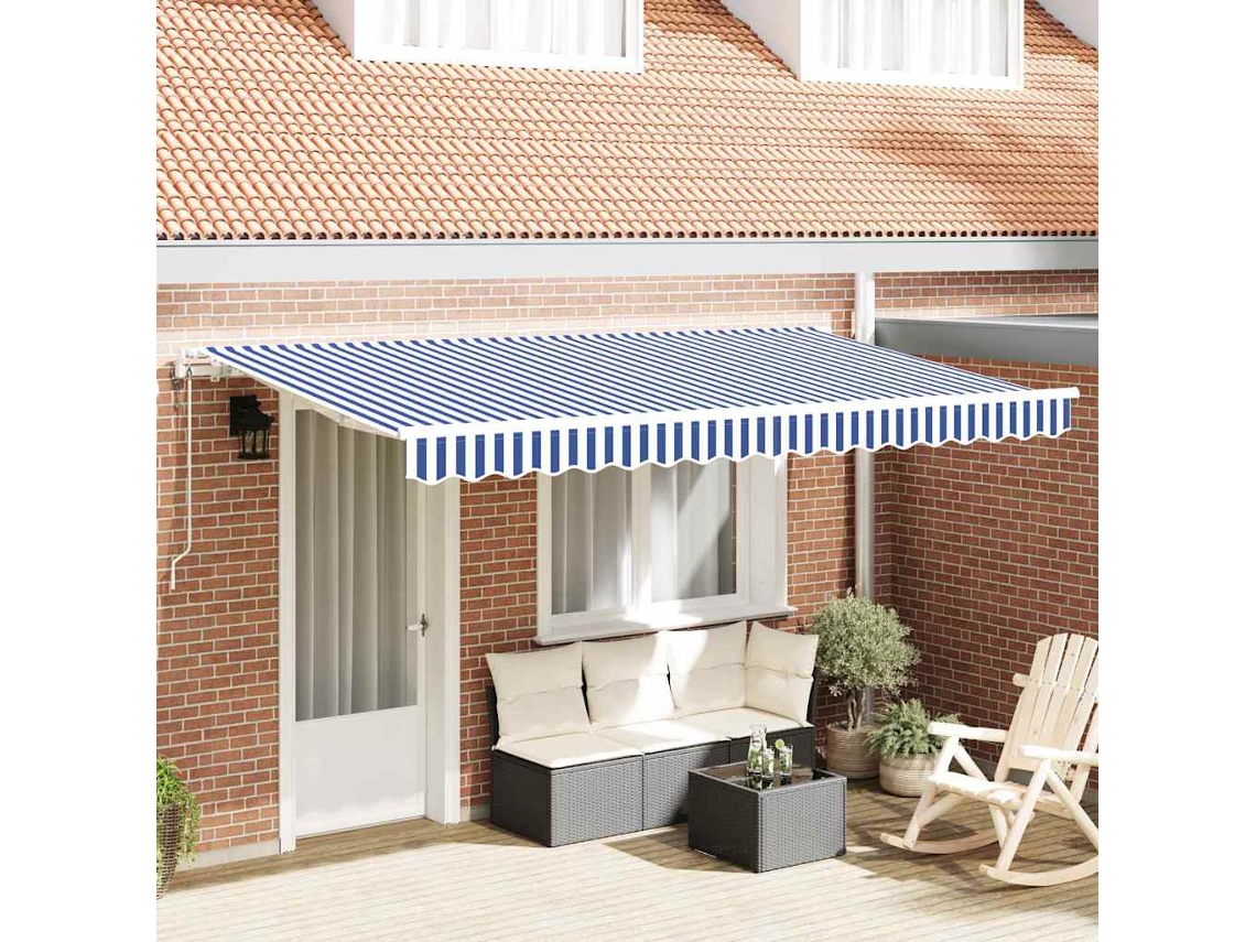 Vidaxl Toldo Retrátil Azul 350 X 200 Cm Tecido