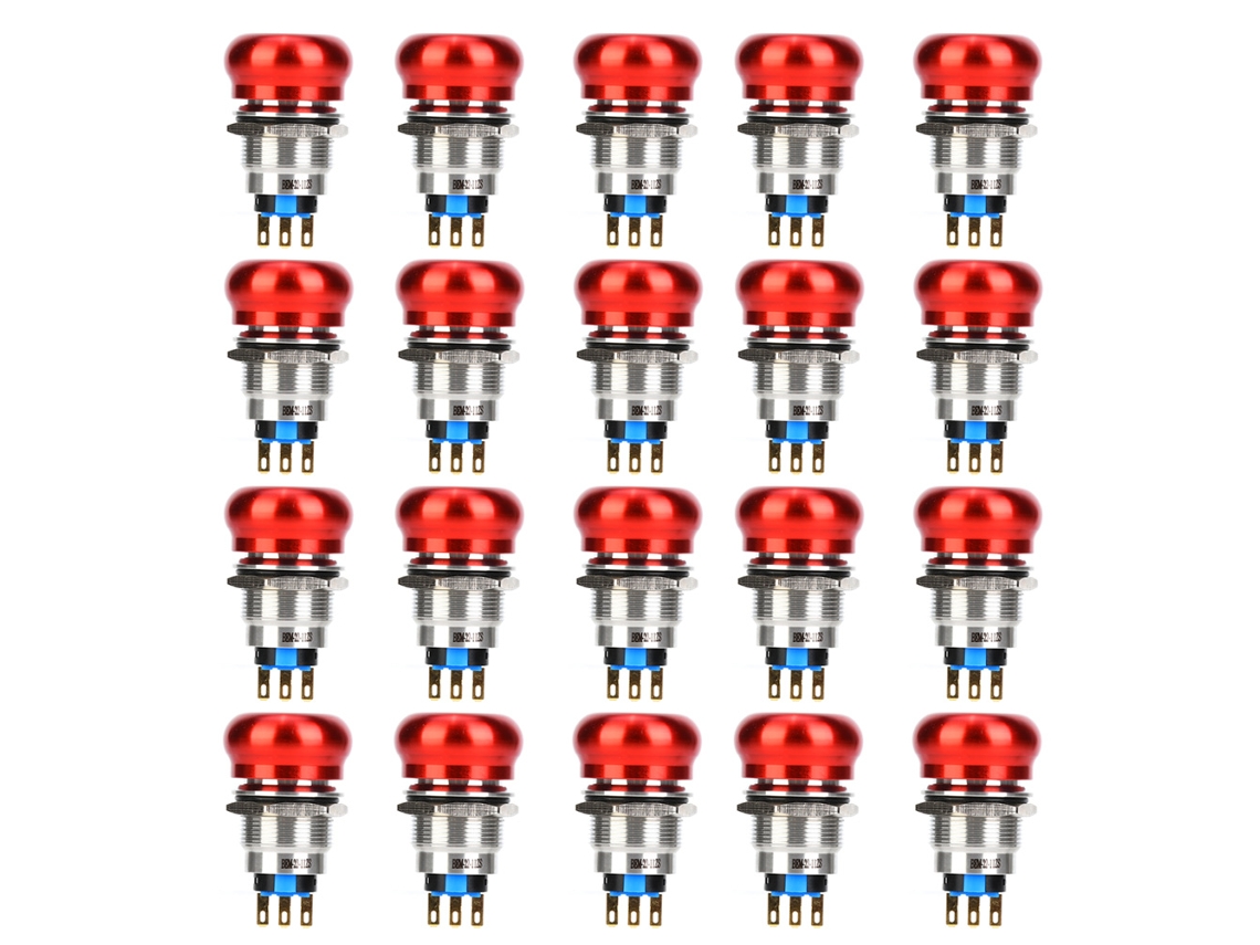 Botões De Emergência 20 Pcs Sunflare 1no 1nc Auto-bloqueio Ip65 Ik08 440v 10a