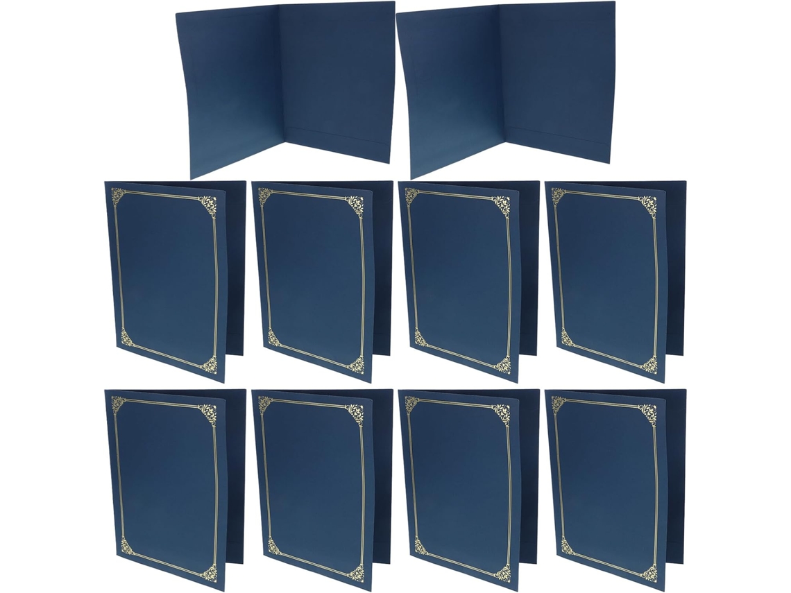 Uonlytech Conjunto De 10-protetores Certificados Com Borda Dourada, Porta Diploma Decorativo Azul Escuro Armazenar