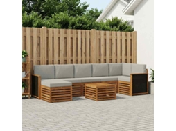 Vidaxl Conjunto De Sofás Para Exterior 7 Pcs Natural E Cinzento-claro