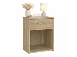 Mesa De Cabeceira Wellhome Duero Com 1 Gaveta Na Cor Carvalho 37,6x35,95x47,5 Cm