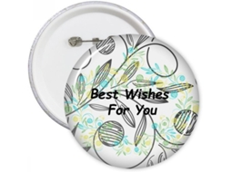Diythinker Botão Redondo com Desenho de Folhas e Flores Frescas Melhores Desejos Broche Decorativo para Roup