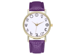 Relógio de pulso analógico de quartzo Zhoulianfa para homem e mulher com pulseira de PU (roxo)