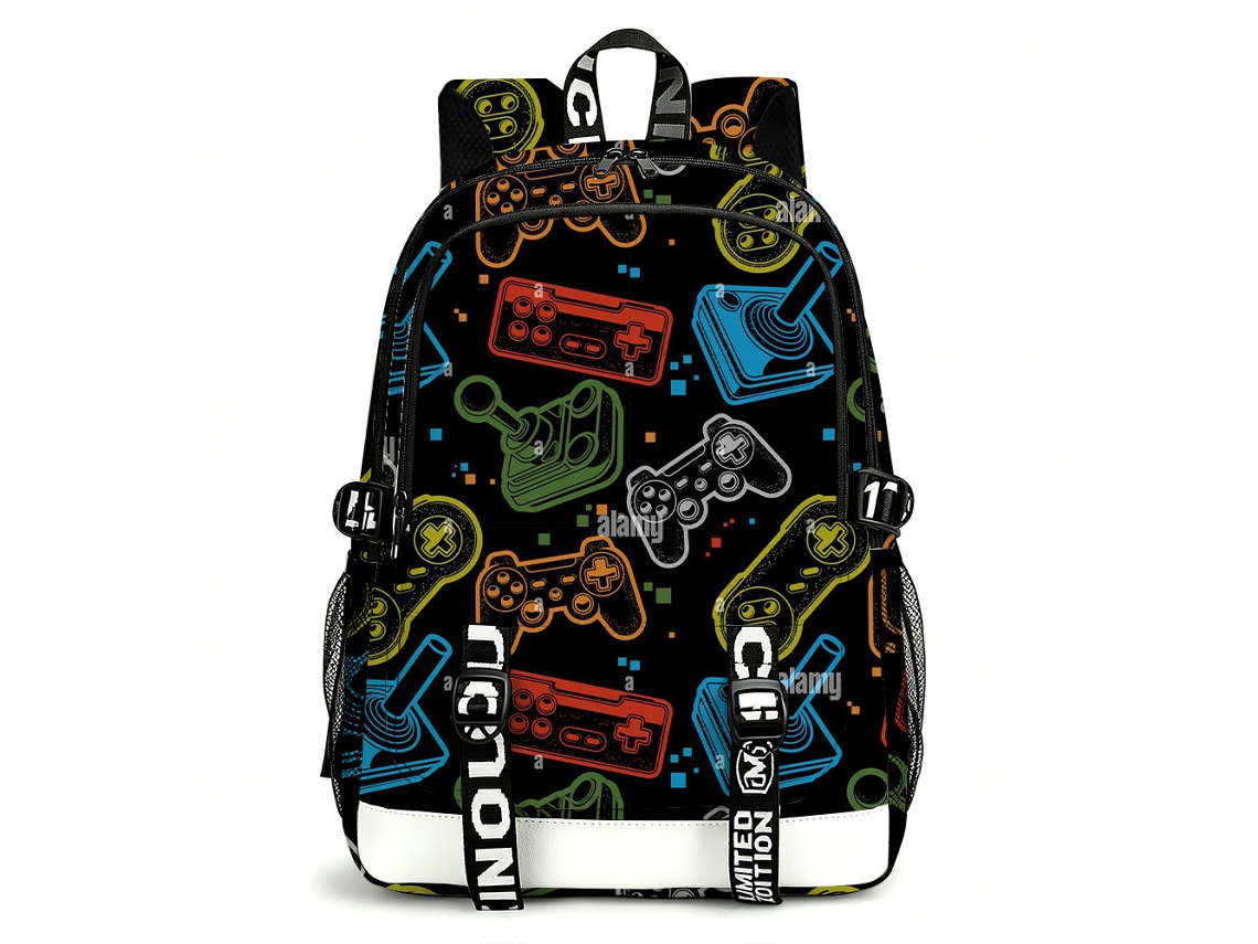Mochila De Estudante Panoona Consola Jogos Estampa 3d Completa 17 Pol Estilo 8