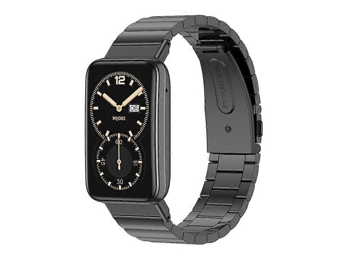 Pulseira De Metal De Aço Inoxidável Com Bambu Mijobs Para Xiaomi Mi Band 7 Pro