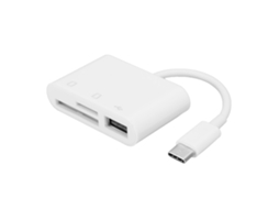 Hub Usb 3 Em 1 Com Leitor De Cartão De Memória Tipo C Para Transmissão De Dados Para Laptop E Telefone