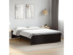 Vidaxl Estrutura de Cama 150x200 Cm Derivados de Madeira/metal Preto