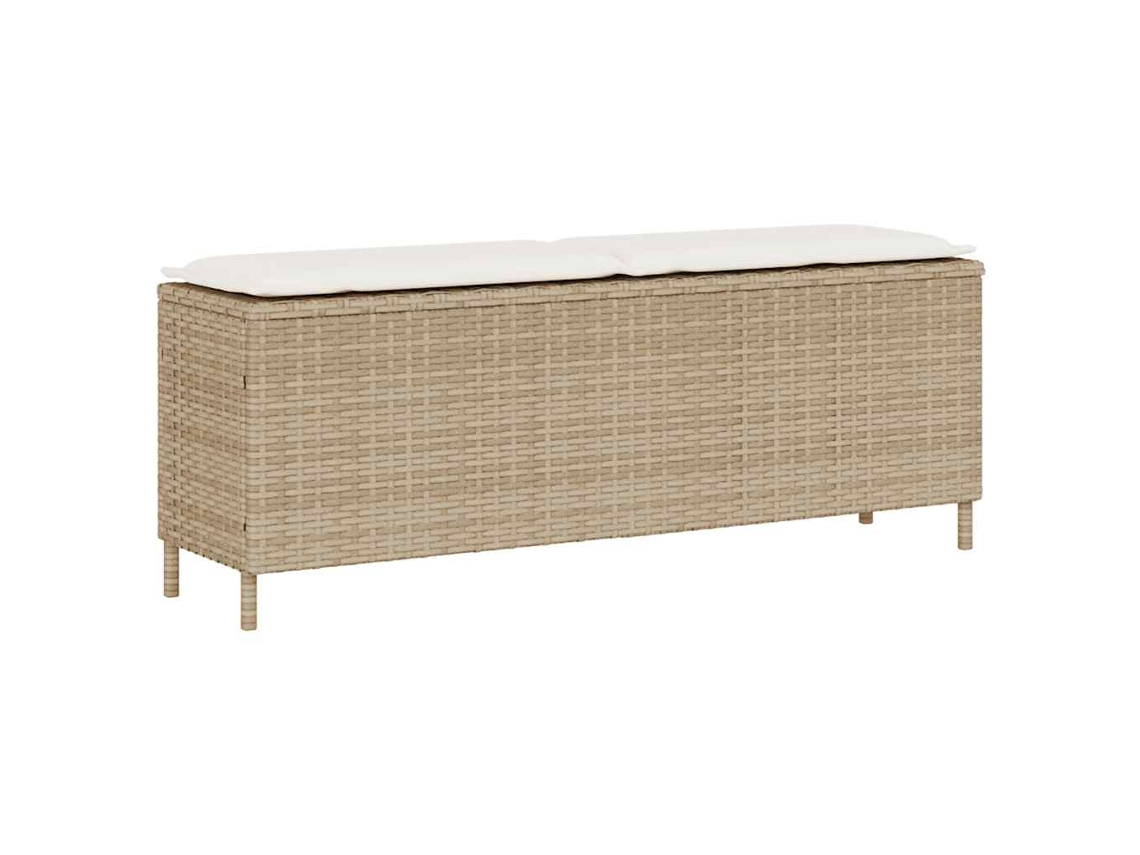Vidaxl Banco De Jardim Com Almofadão 110x30x40,5 Cm Vime Pe Bege